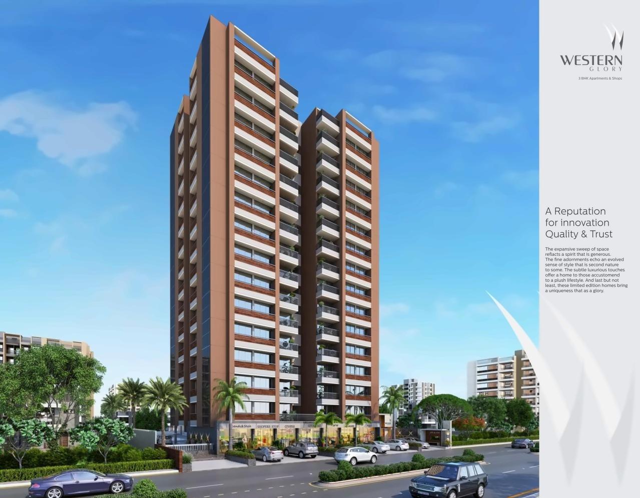 3D Elevation of real estate project Western Glory located at Gota, Ahmedabad, Gujarat