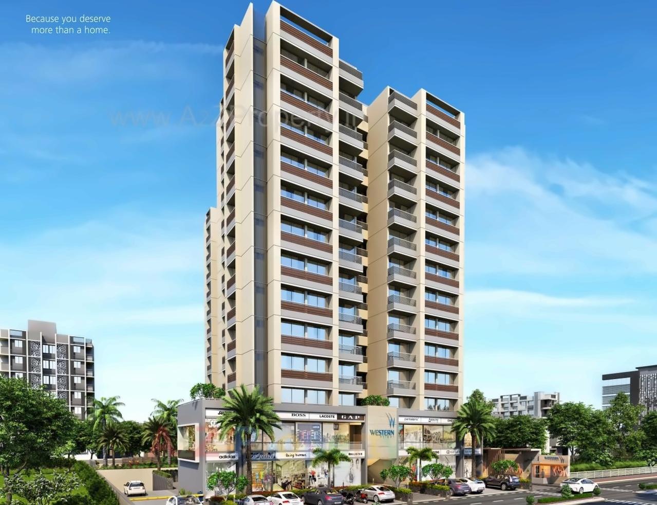 3D Elevation of real estate project Western Height located at Jagatpur, Ahmedabad, Gujarat