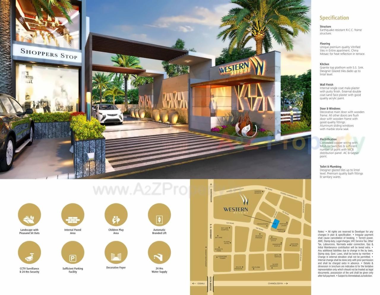 3D Elevation of real estate project Western Height located at Jagatpur, Ahmedabad, Gujarat