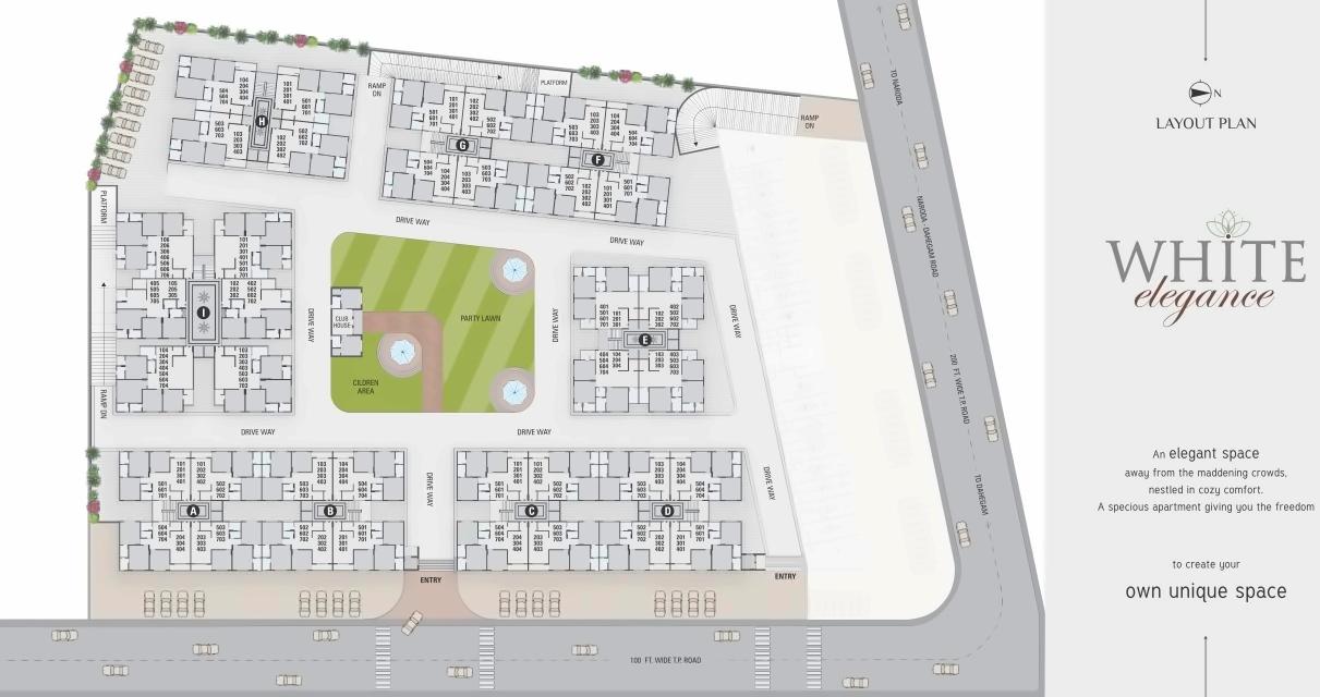 Layout of real estate project White Elegance   White Business Hub located at Hanspura, Ahmedabad, Gujarat