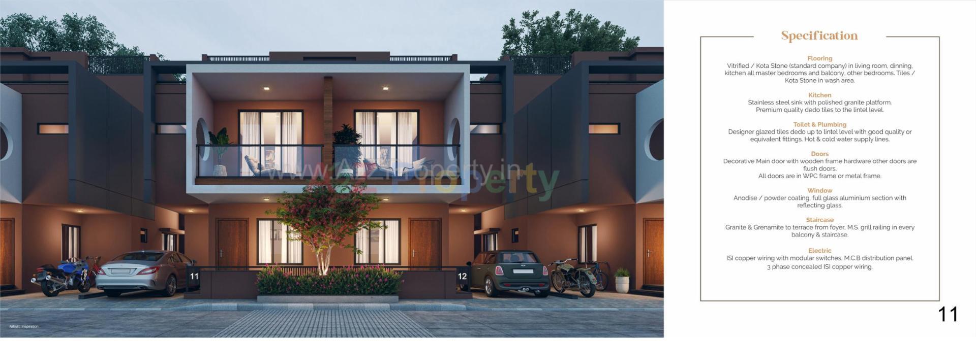 3D Elevation of real estate project Yamuna Bungalows located at Vastral, Ahmedabad, Gujarat