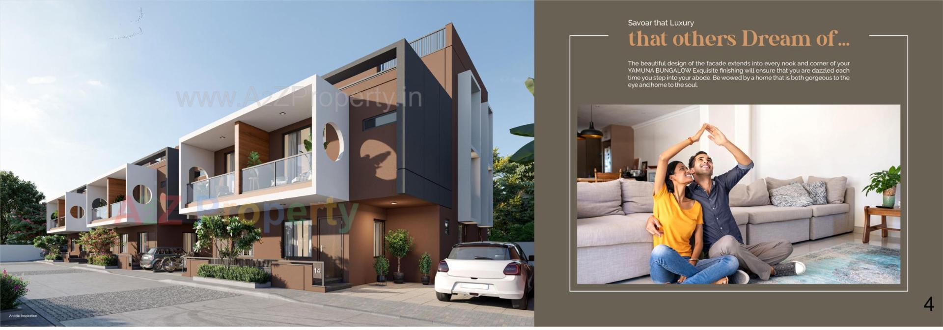 3D Elevation of real estate project Yamuna Bungalows located at Vastral, Ahmedabad, Gujarat