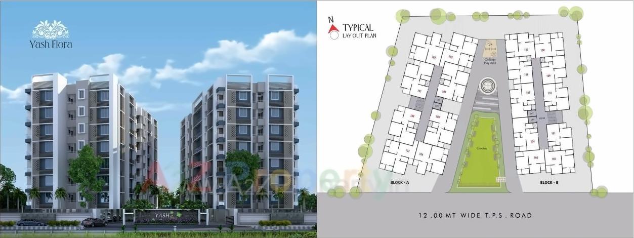 3D Elevation of real estate project Yash Flora located at City, Ahmedabad, Gujarat