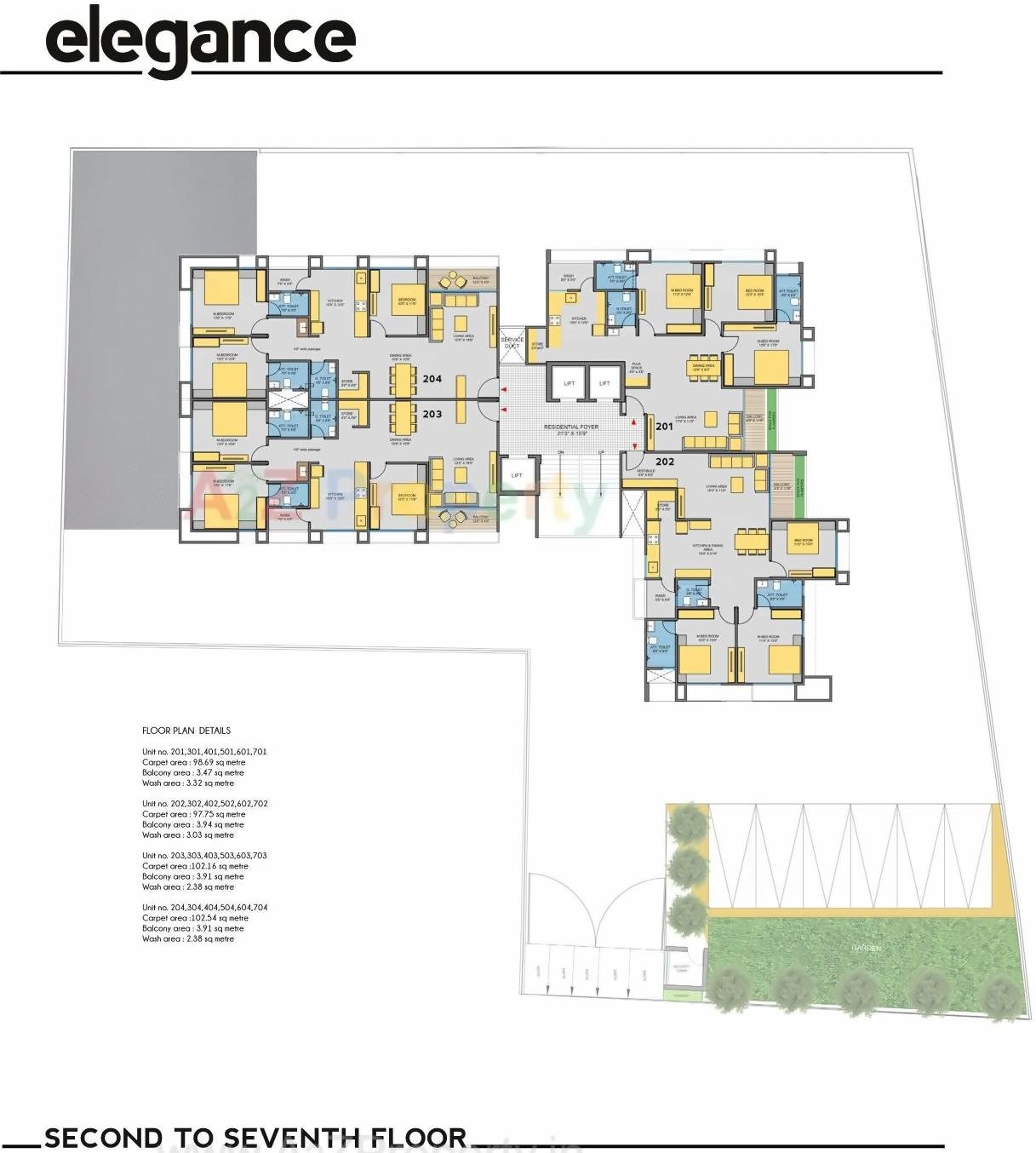 Layout of real estate project Yashasvi Elegance located at Memnagar, Ahmedabad, Gujarat