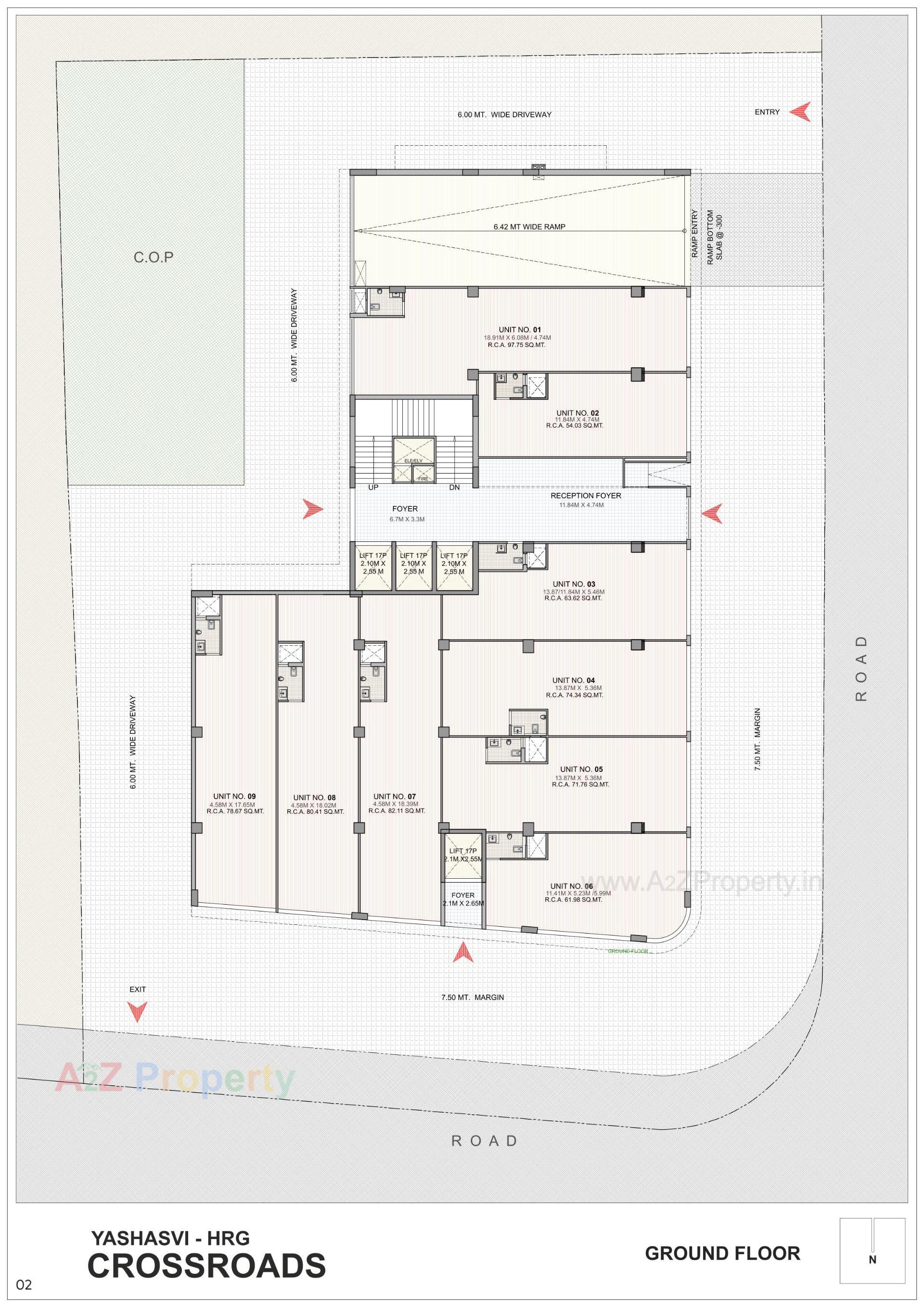 Layout of real estate project Yashasvi Hrg Crossroads located at Memnagar, Ahmedabad, Gujarat