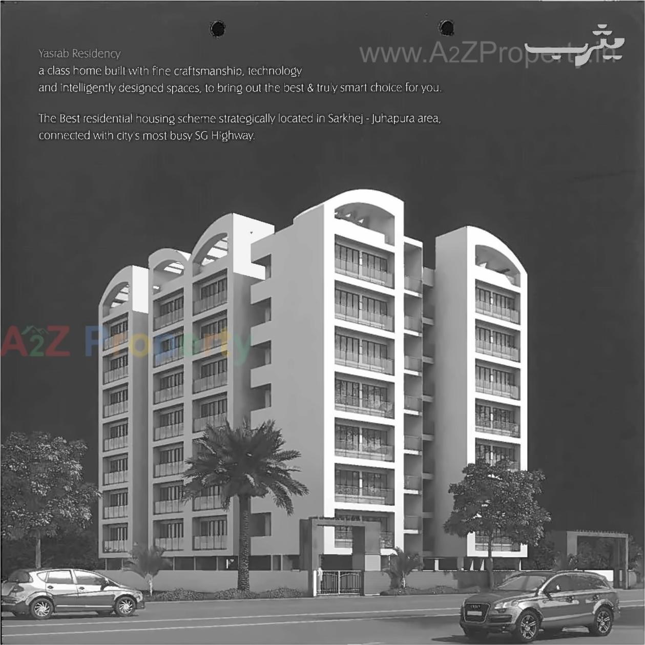 3D Elevation of real estate project Yasrab Residency located at Sarkhej, Ahmedabad, Gujarat