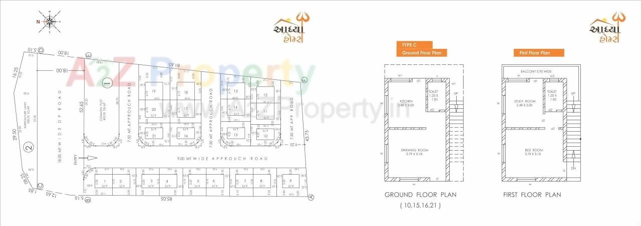 Layout of real estate project Aadhya Homes located at Umreth, Anand, Gujarat