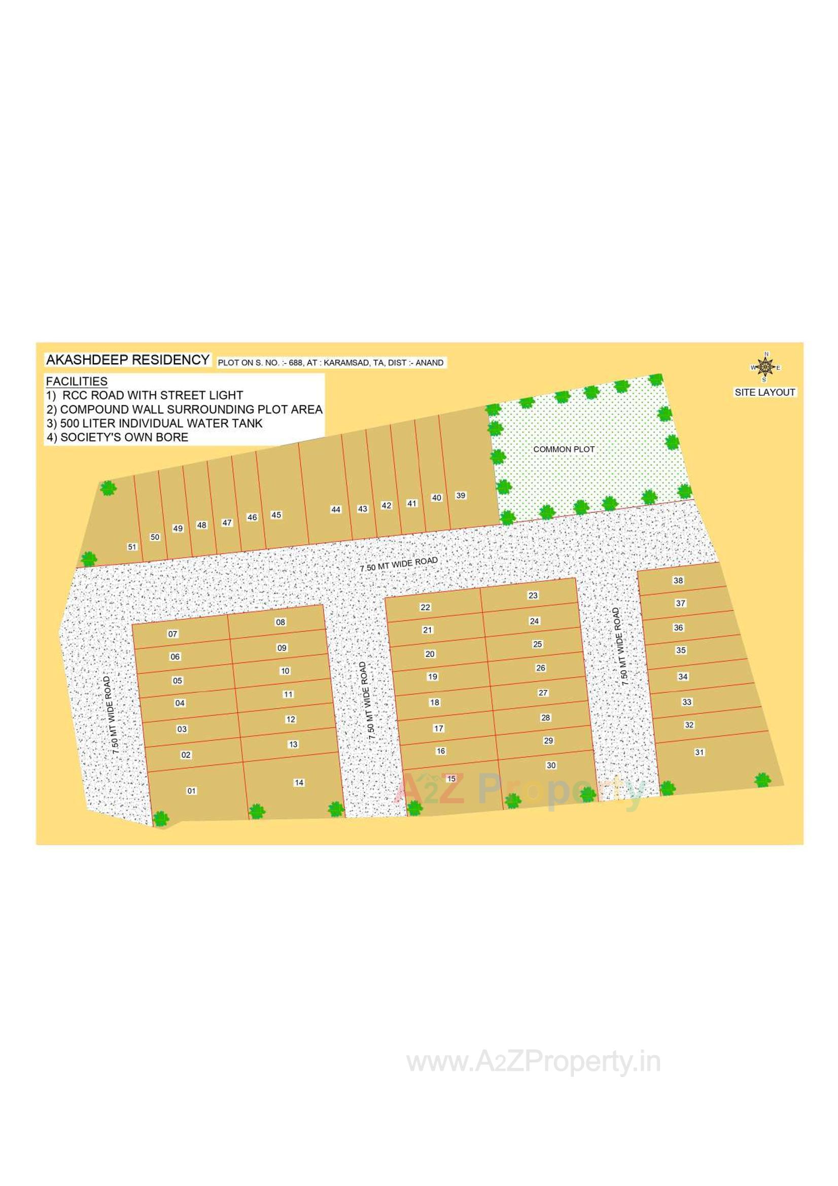Layout of real estate project Akshdeep Residency located at Karamsad, Anand, Gujarat