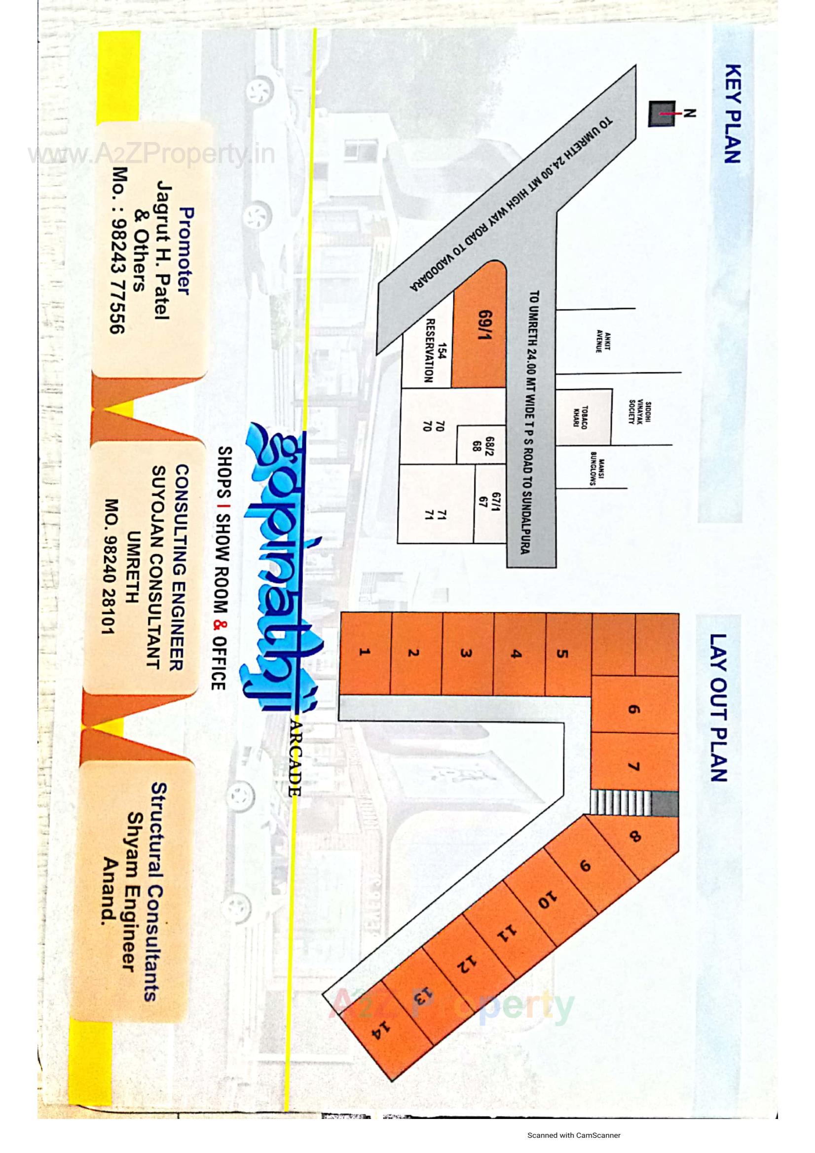 Layout of real estate project Gopinathji Arcade located at Umreth, Anand, Gujarat