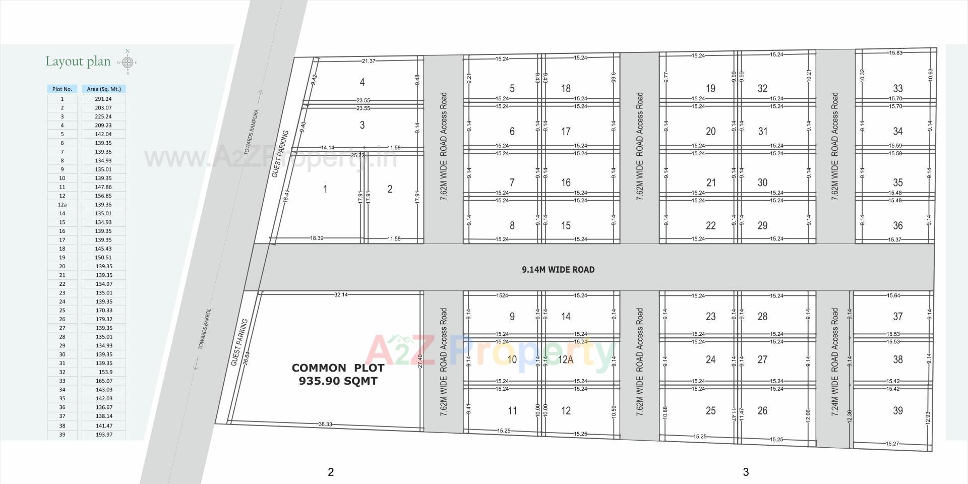 Layout of real estate project Greenfields located at Bakrol, Anand, Gujarat