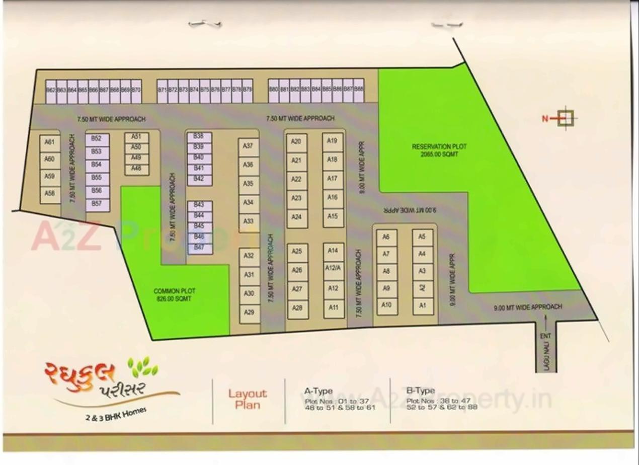 Layout of real estate project Raghukul Parisar located at Karamsad, Anand, Gujarat