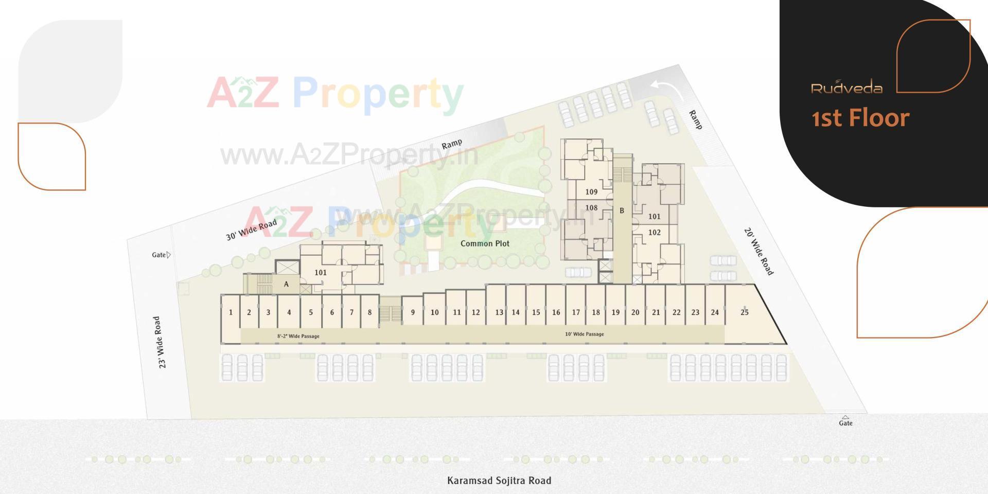 Layout of real estate project Rudveda located at Karamsad, Anand, Gujarat