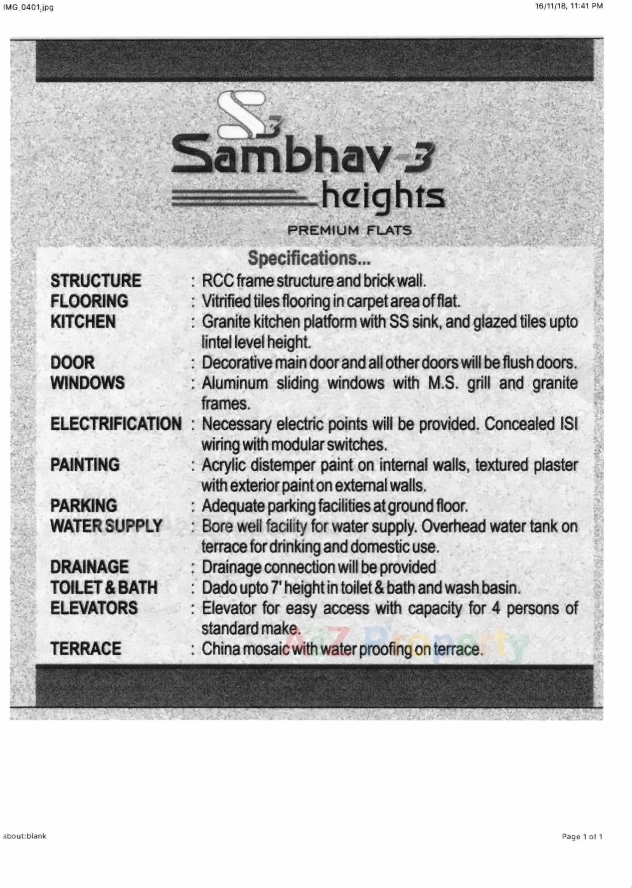  of real estate project Sambhav Heights located at Vallabh-vidhyanagar, Anand, Gujarat