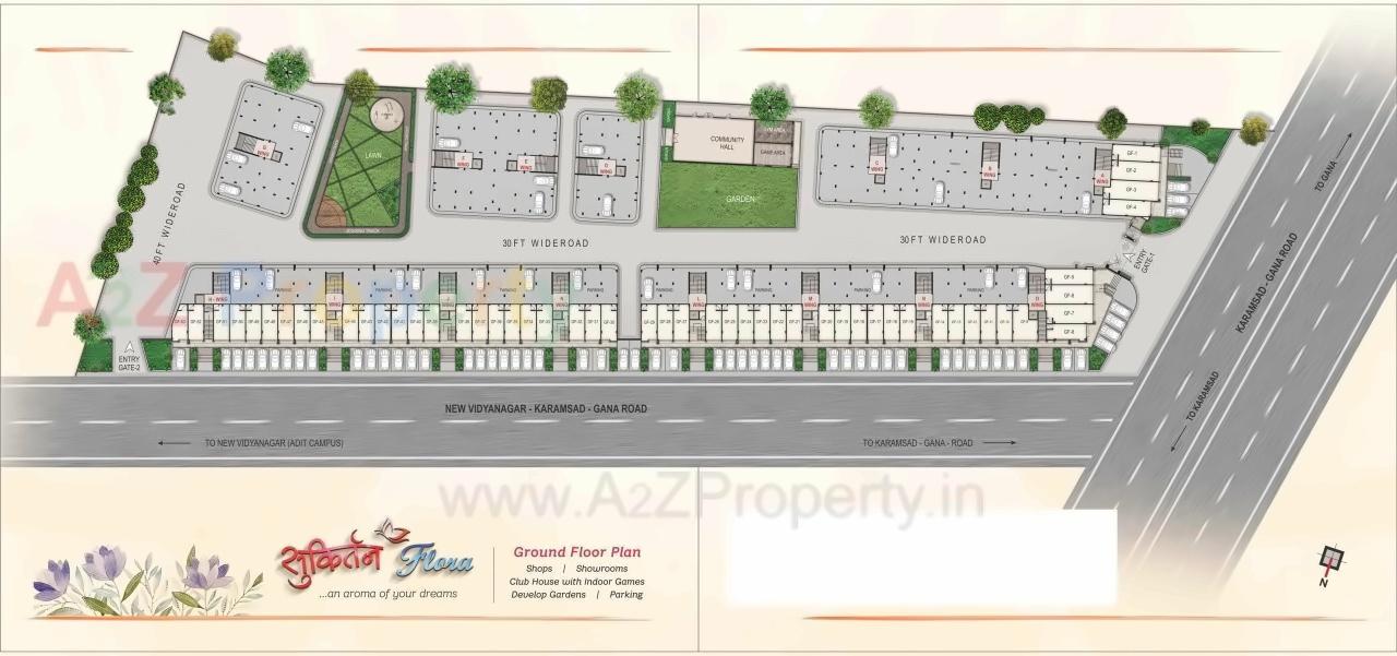 Layout of real estate project Sukirtan Flora located at Karamsad, Anand, Gujarat