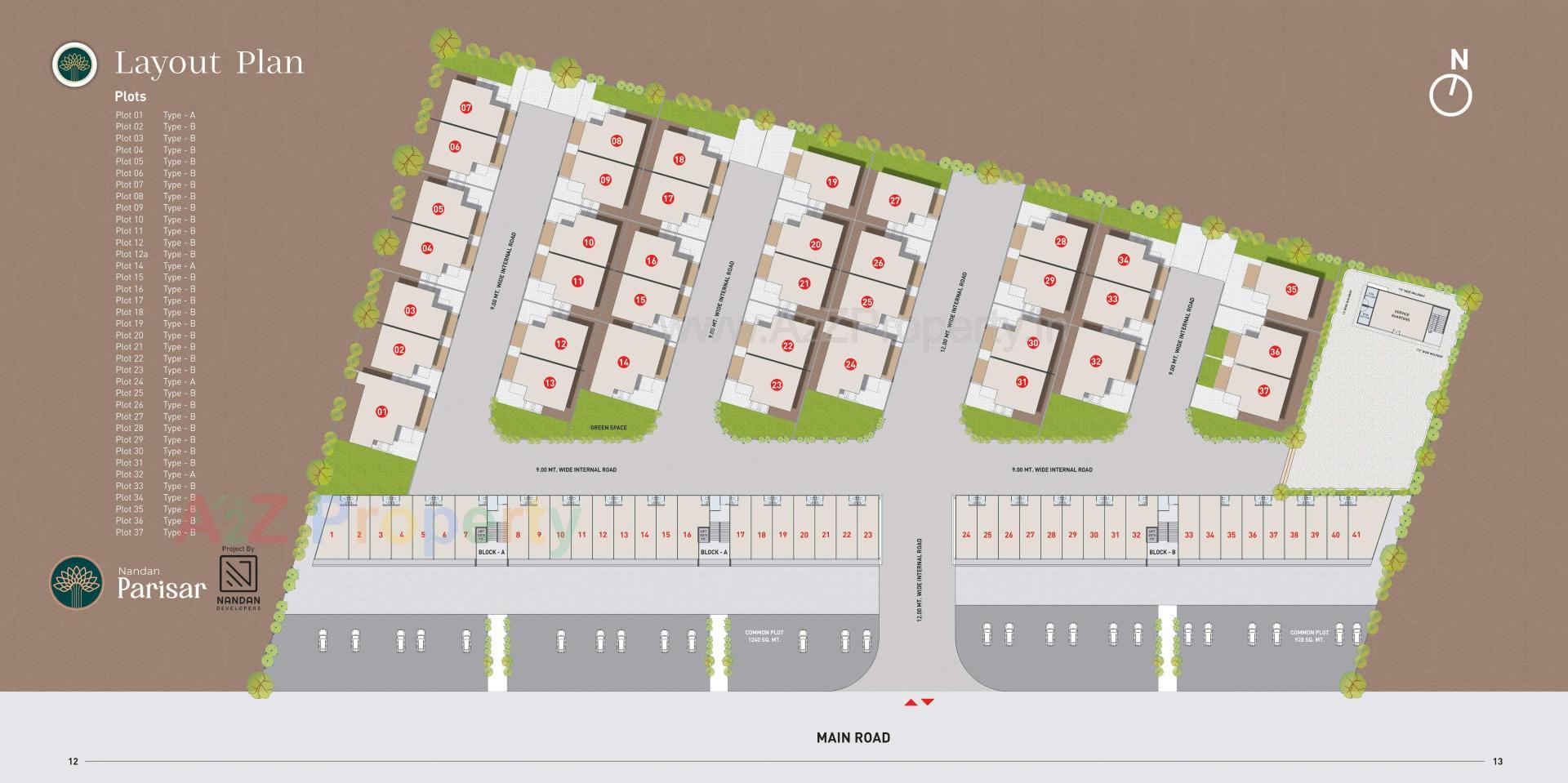 Layout of real estate project Nandan Parisar located at Modasa, Aravalli, Gujarat