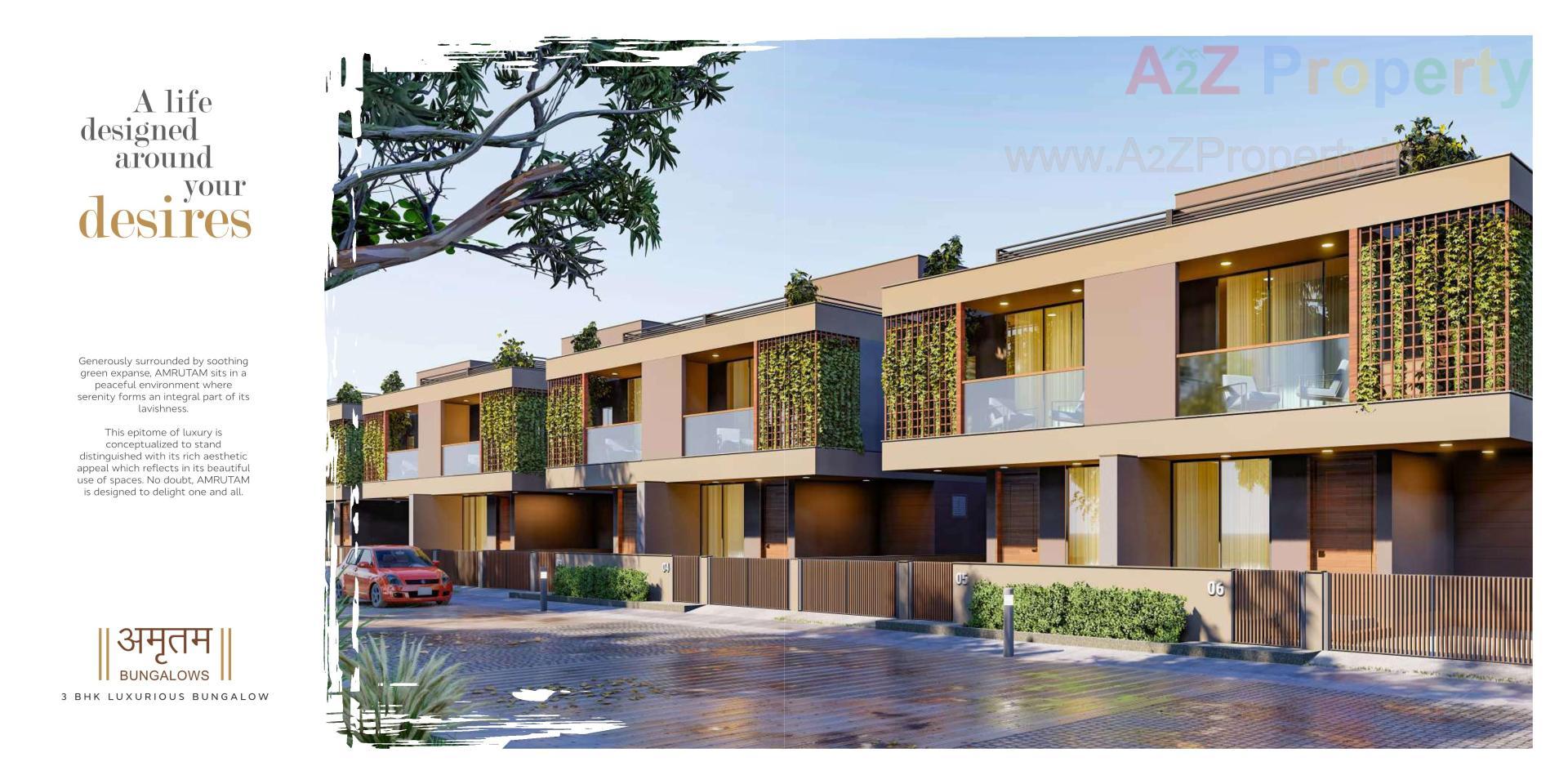 3D Elevation of real estate project Amrutam Bungalows located at Palanpur, Banaskantha, Gujarat