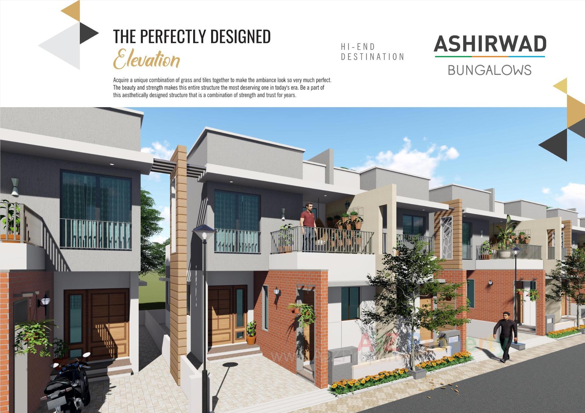 3D Elevation of real estate project Ashirwad Bungalows located at Palanpur, Banaskantha, Gujarat