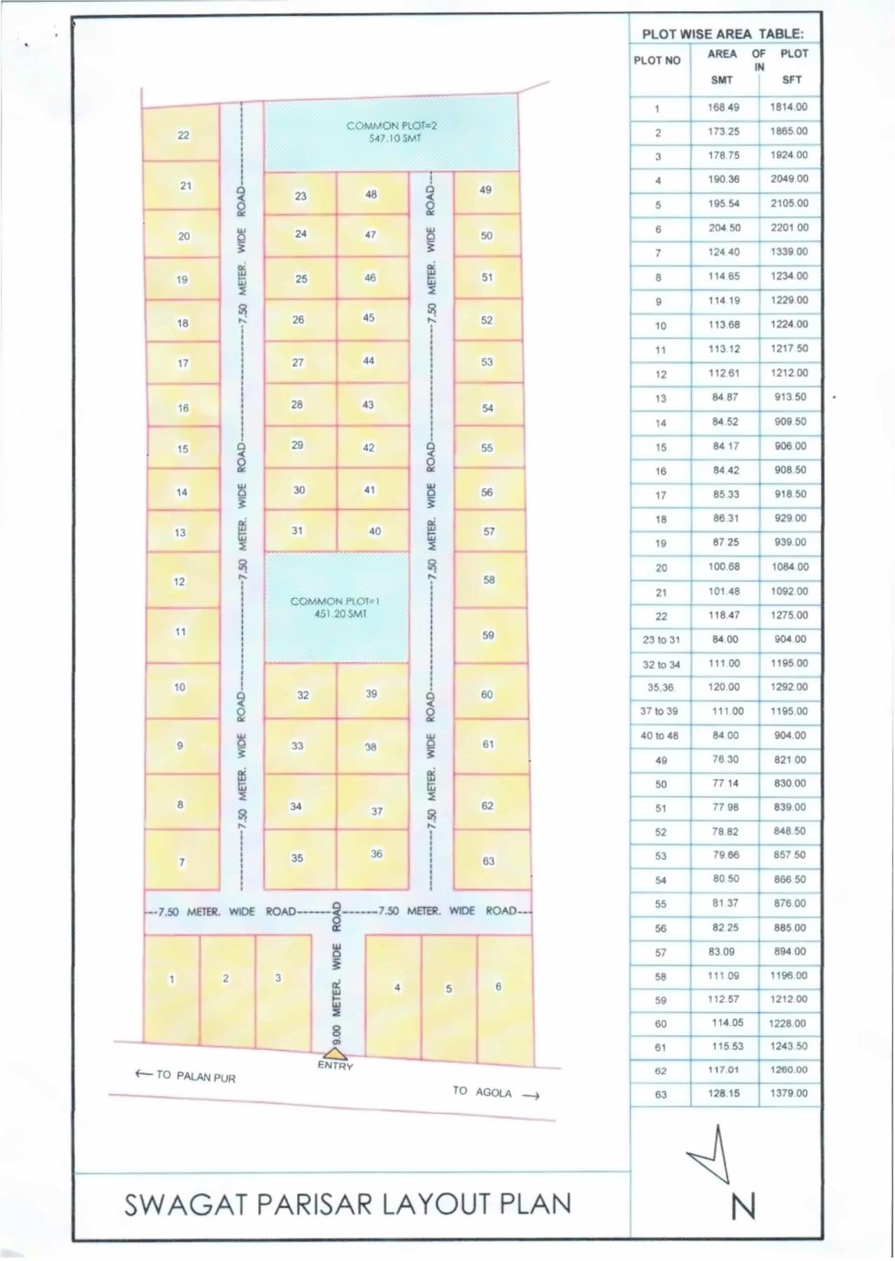 Layout of real estate project Swagat Parisar located at Palanpur, Banaskantha, Gujarat