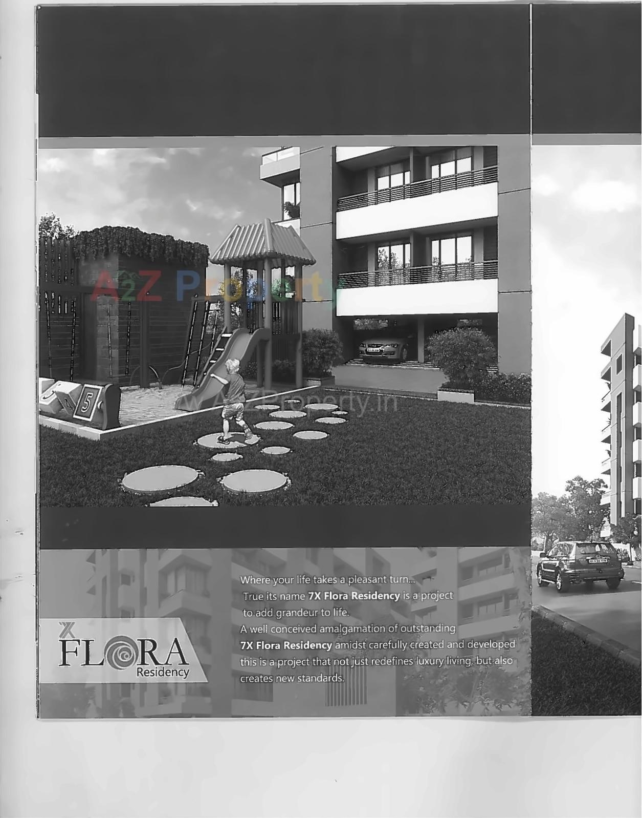 3D Elevation of real estate project 7x Flora Residency located at Zadeshwar, Bharuch, Gujarat