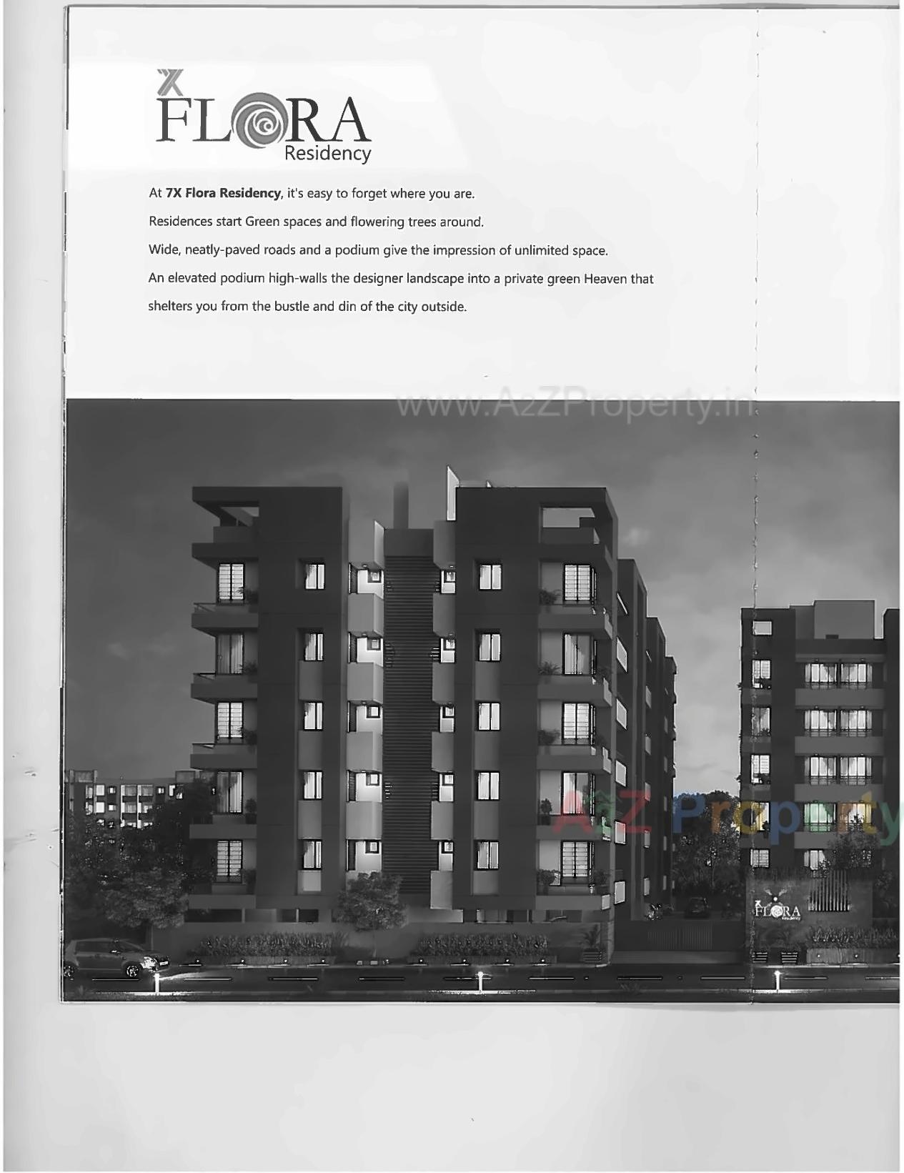 3D Elevation of real estate project 7x Flora Residency located at Zadeshwar, Bharuch, Gujarat