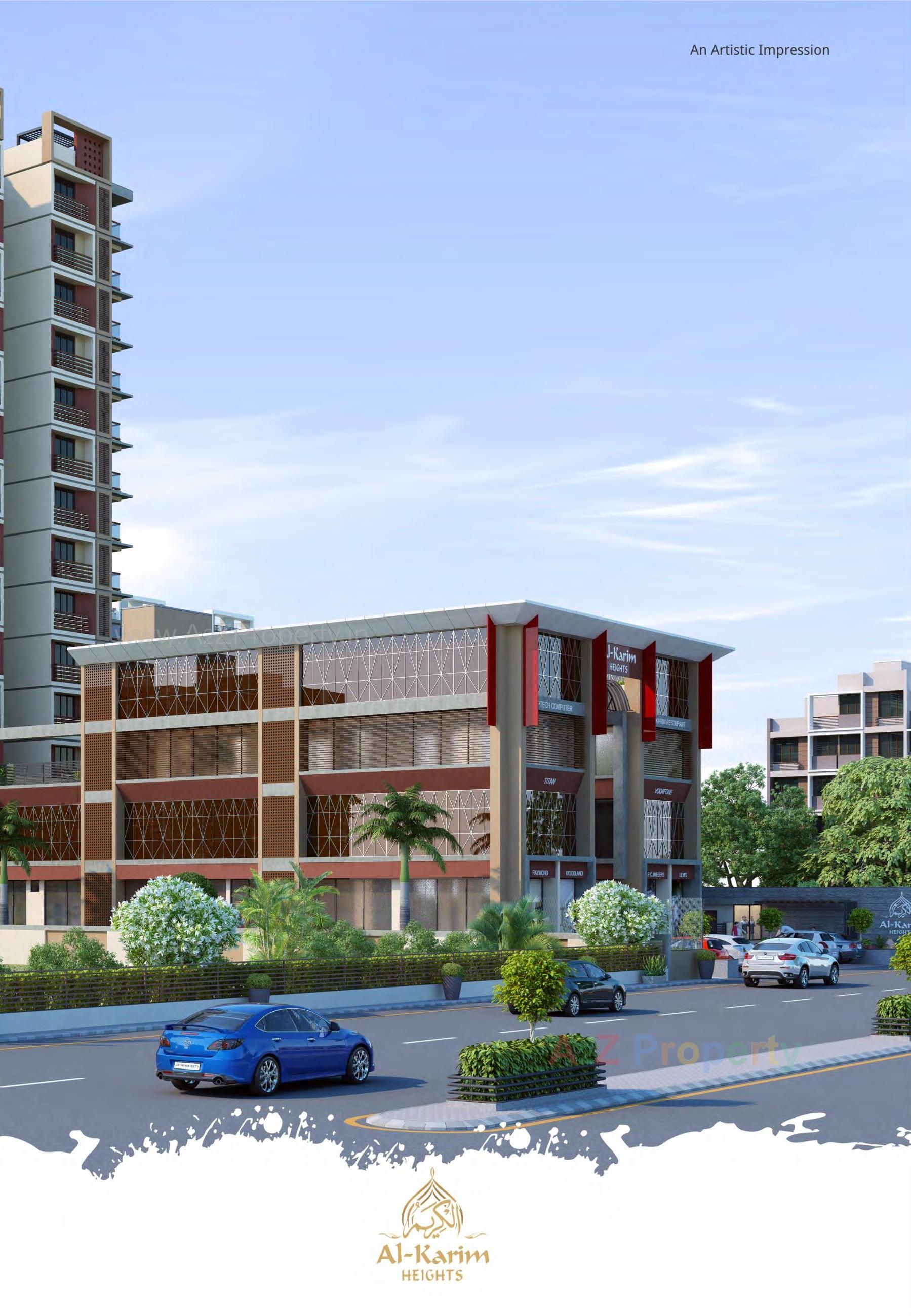 3D Elevation of real estate project Al Karim Heights located at Vejalpur, Bharuch, Gujarat