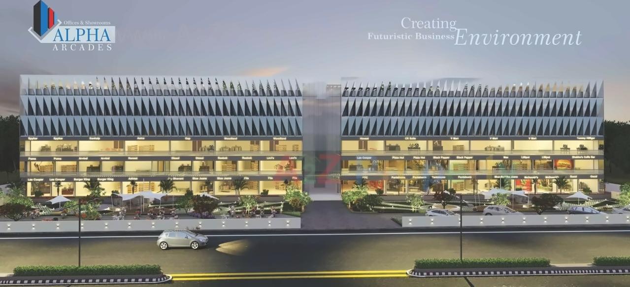 3D Elevation of real estate project Alpha Arcades located at Bholav, Bharuch, Gujarat