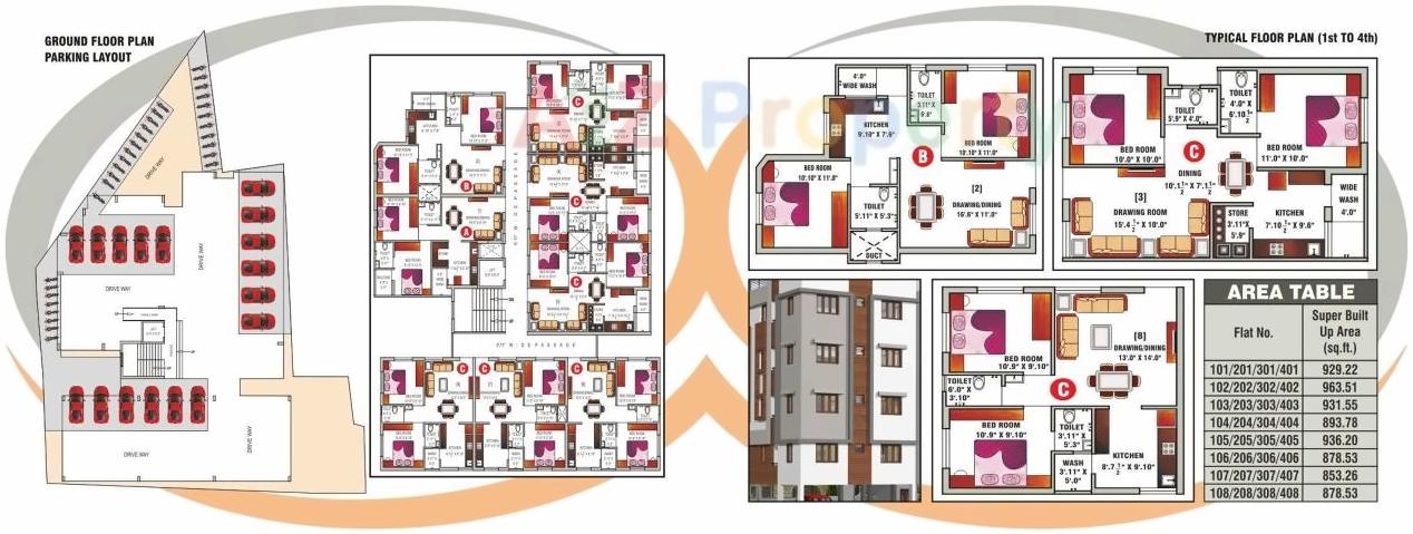 Layout of real estate project Avdhoot Heights located at Bharuch, Bharuch, Gujarat