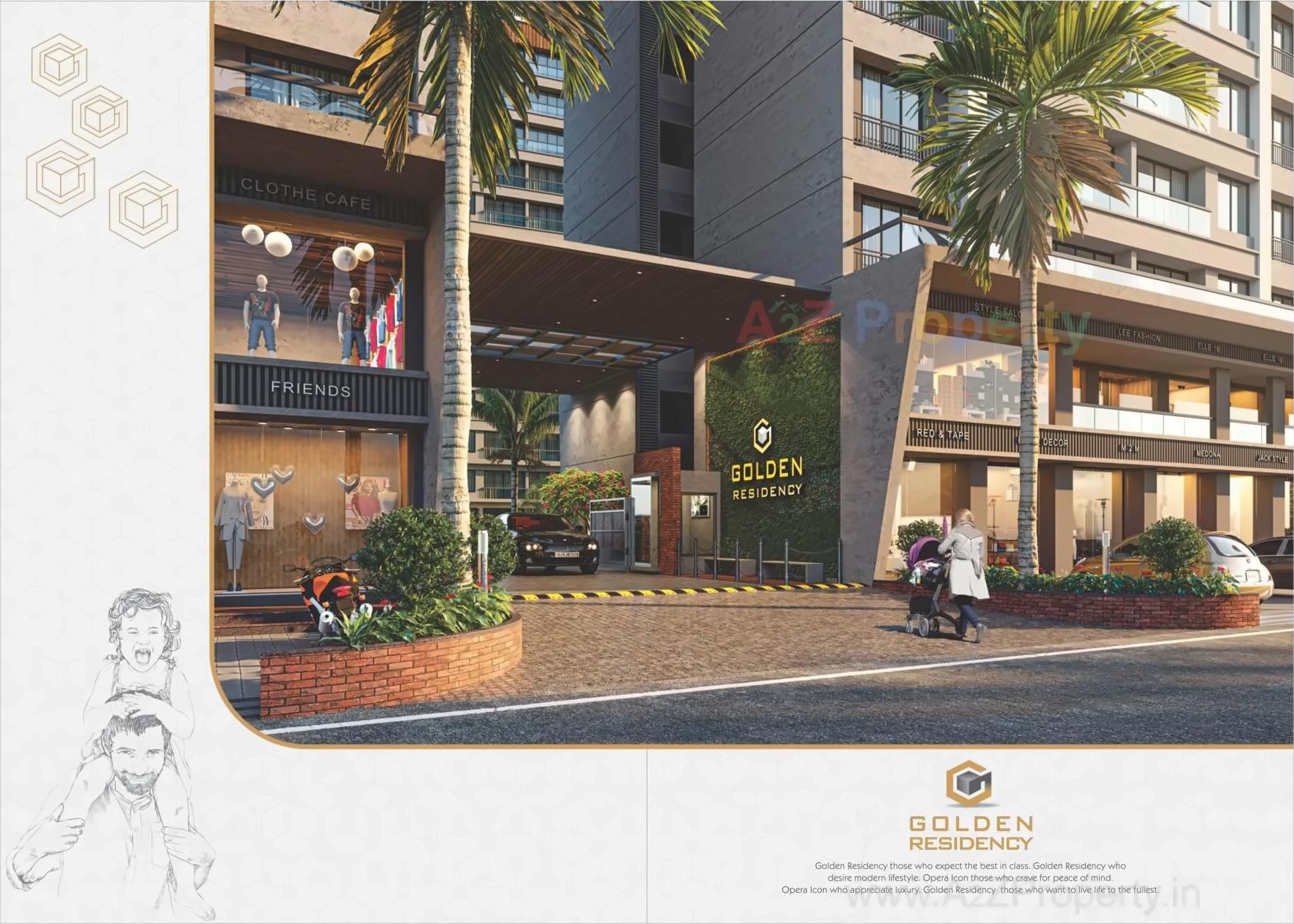 3D Elevation of real estate project Golden Residency located at Bharuch, Bharuch, Gujarat