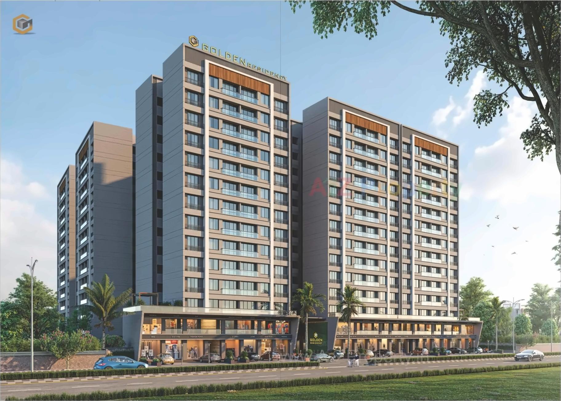 3D Elevation of real estate project Golden Residency located at Bharuch, Bharuch, Gujarat