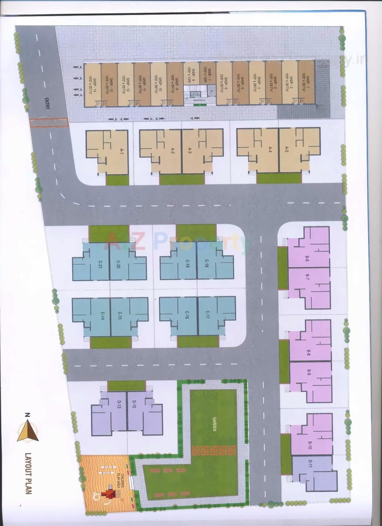 Layout of real estate project Harsh Residency located at Nandelav, Bharuch, Gujarat