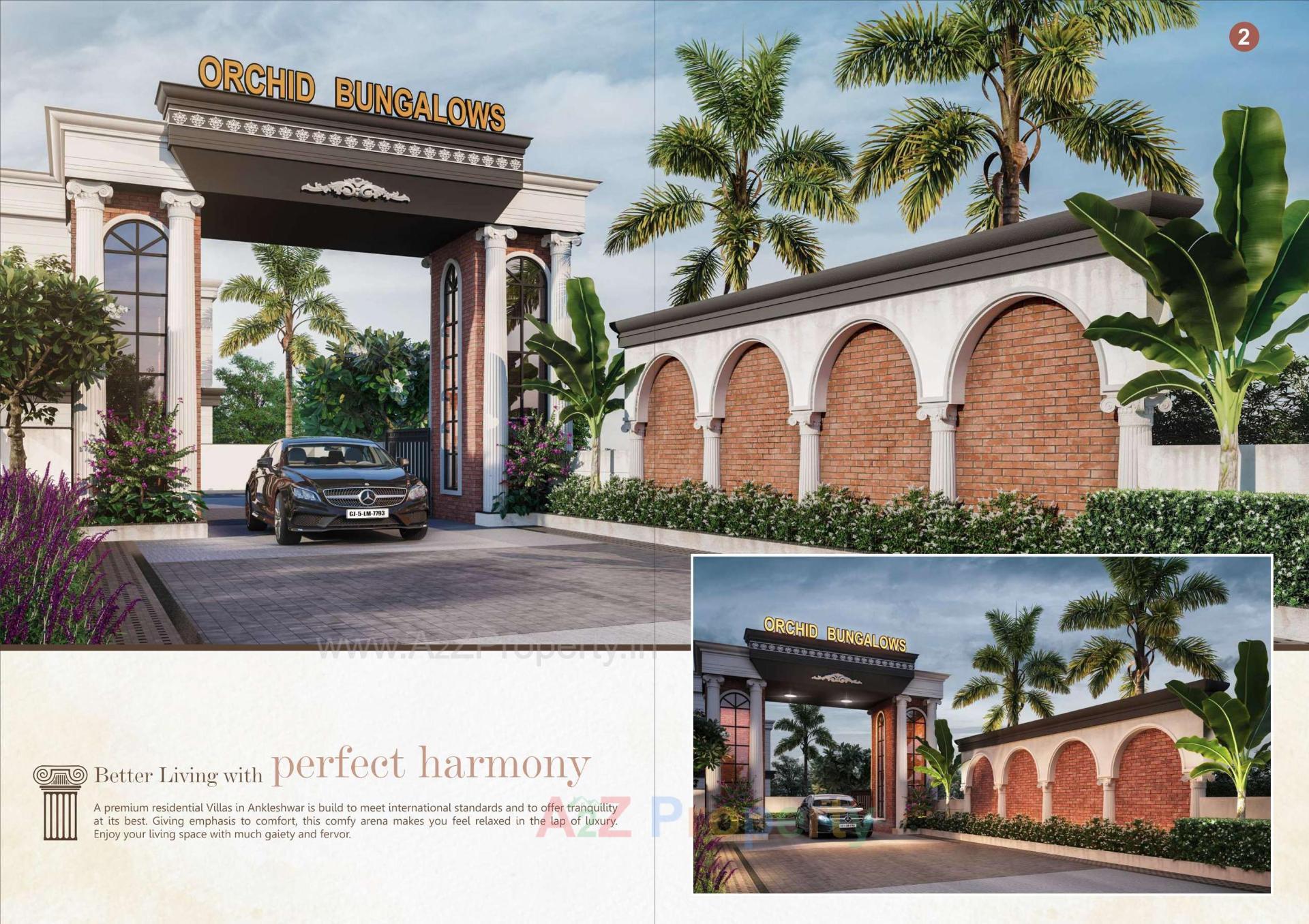 3D Elevation of real estate project Orchid Bunglows located at Ankleshwar, Bharuch, Gujarat