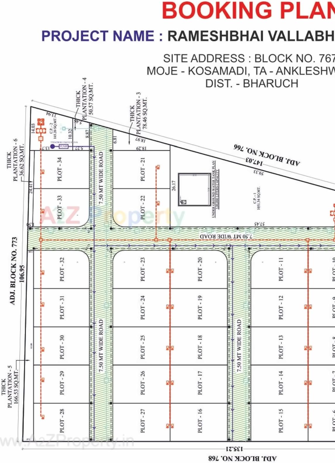 Layout of real estate project Rameshbhai Vallabhbhai Savani located at Kosamdi, Bharuch, Gujarat