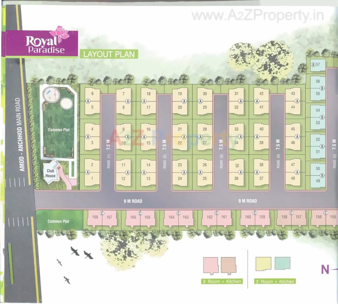 Layout of real estate project Royal Parardise located at Amod, Bharuch, Gujarat