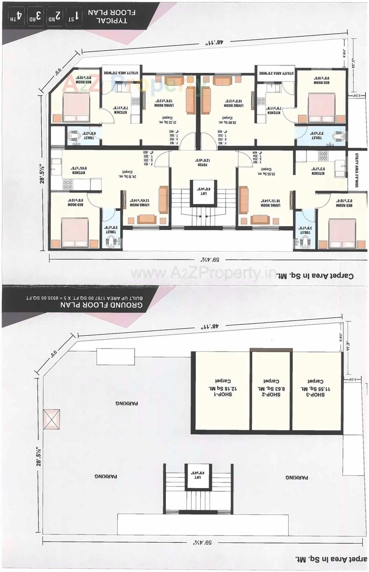 Layout of real estate project S One Residency located at Bharuch, Bharuch, Gujarat