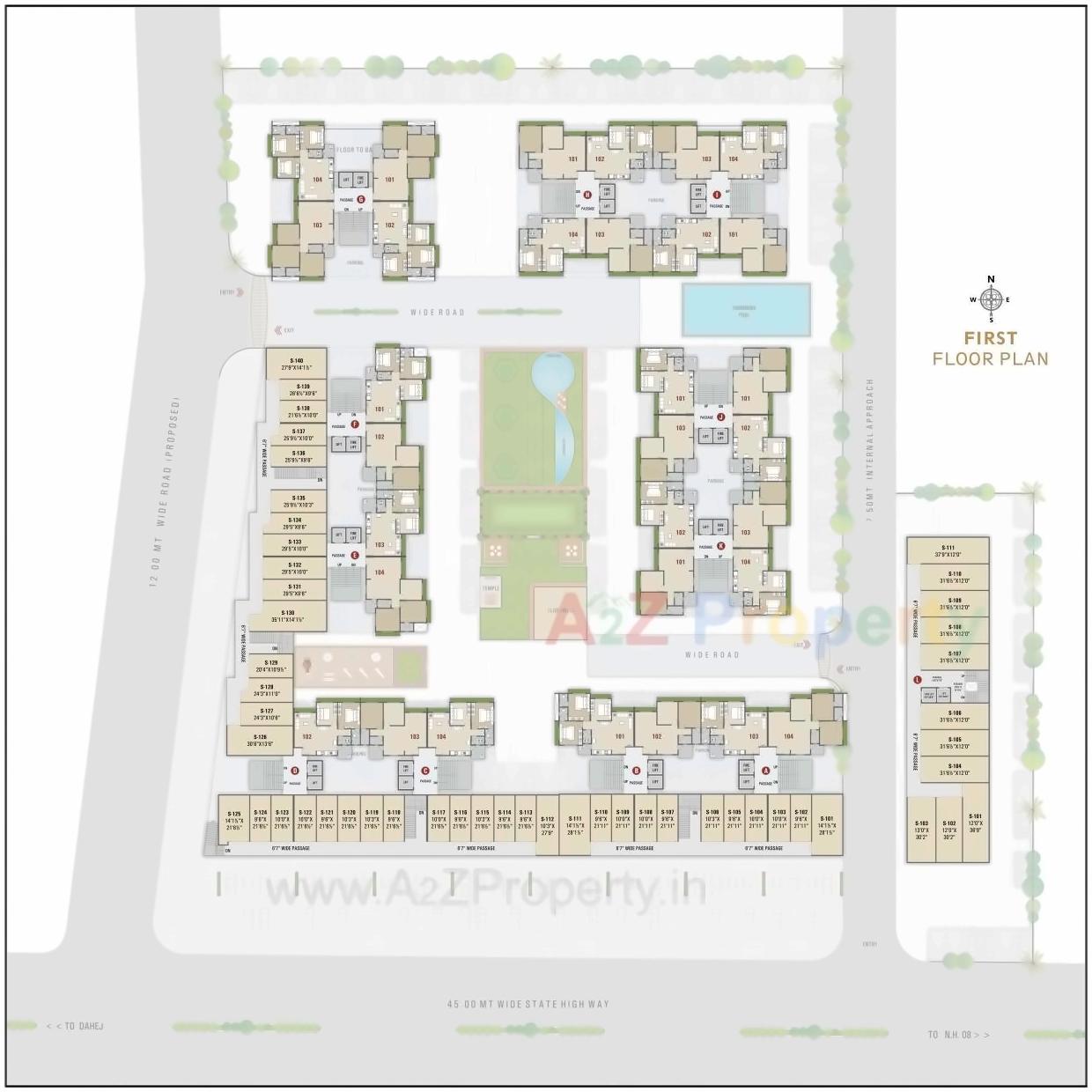 Layout of real estate project Sahjanand Luxuria located at Umraj, Bharuch, Gujarat