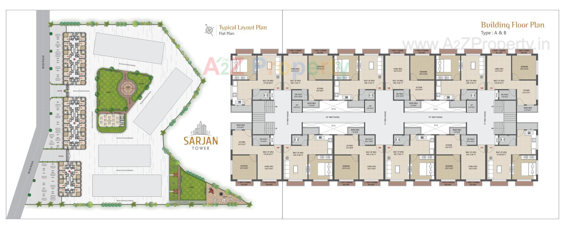 Layout of real estate project Sarjan Tower located at Bhadkodra, Bharuch, Gujarat
