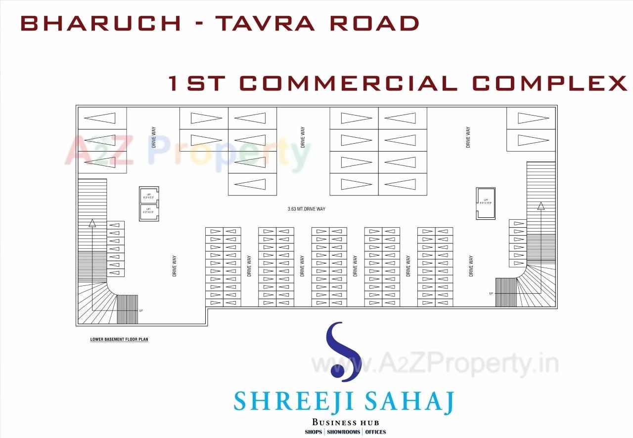 Layout of real estate project Shreeji Sahaj Business Hub located at Zadeshwar, Bharuch, Gujarat