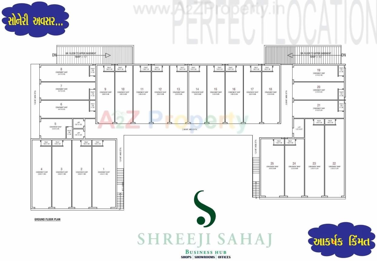 Layout of real estate project Shreeji Sahaj Business Hub located at Zadeshwar, Bharuch, Gujarat