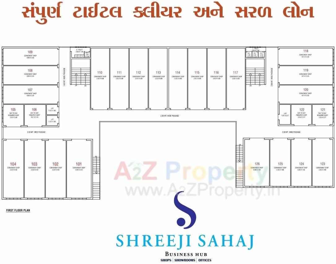 Layout of real estate project Shreeji Sahaj Business Hub located at Zadeshwar, Bharuch, Gujarat