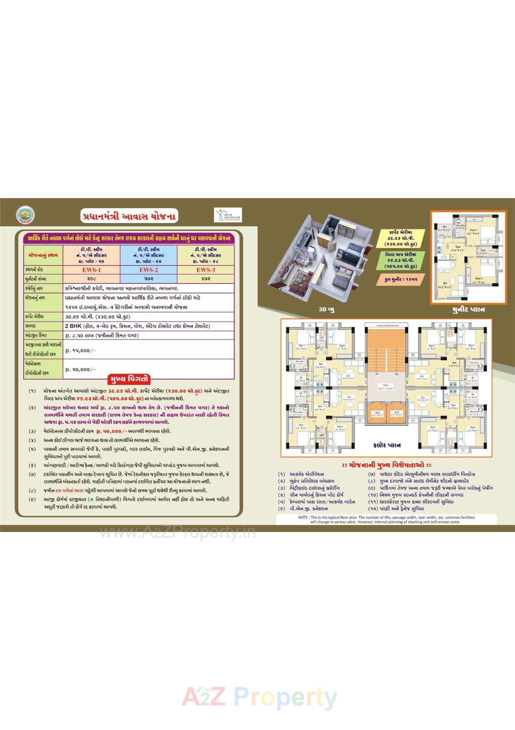 Layout of real estate project 1252 Ews Pmay Fp 60/ located at Bhavnagar, Bhavnagar, Gujarat