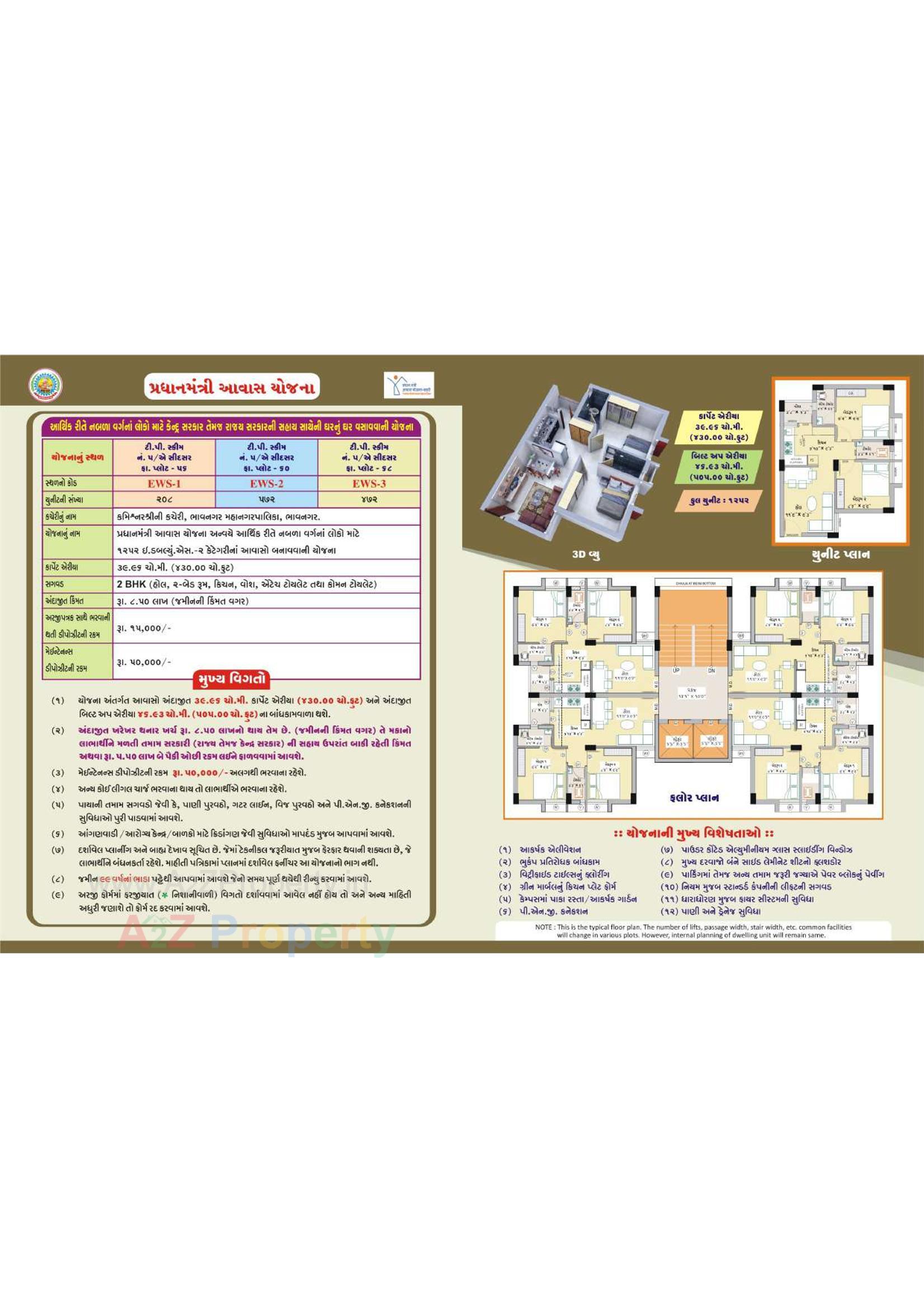 Layout of real estate project 1252 Ews Pmay Fp 60/ located at Bhavnagar, Bhavnagar, Gujarat