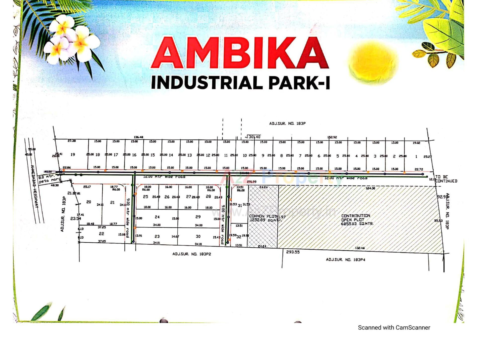 Layout of real estate project Ambika Industrial Park located at Bhavnagar, Bhavnagar, Gujarat