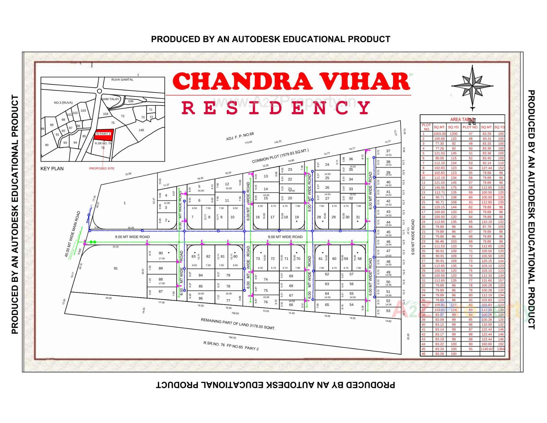 Layout of real estate project Chandra Vihar Residency located at Ruva, Bhavnagar, Gujarat