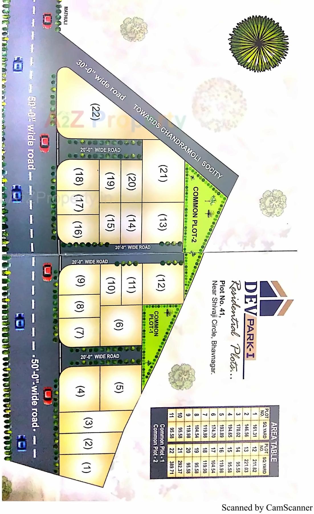 Layout of real estate project Dev Park located at Ruva, Bhavnagar, Gujarat