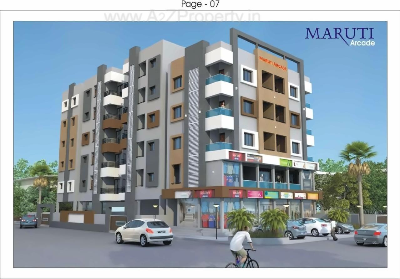 3D Elevation of real estate project Maruti Arcade located at Chitra, Bhavnagar, Gujarat