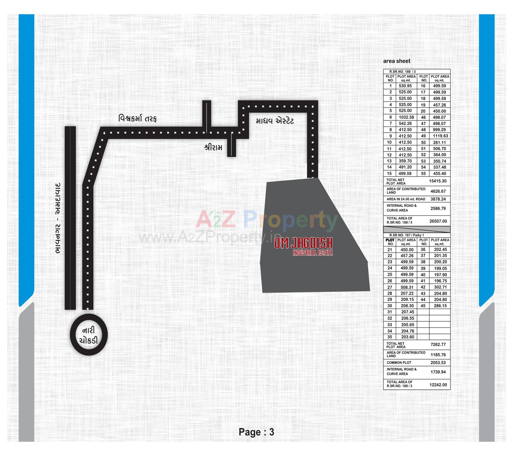Layout of real estate project Om Jagdish Industrial Estate located at Vartej, Bhavnagar, Gujarat