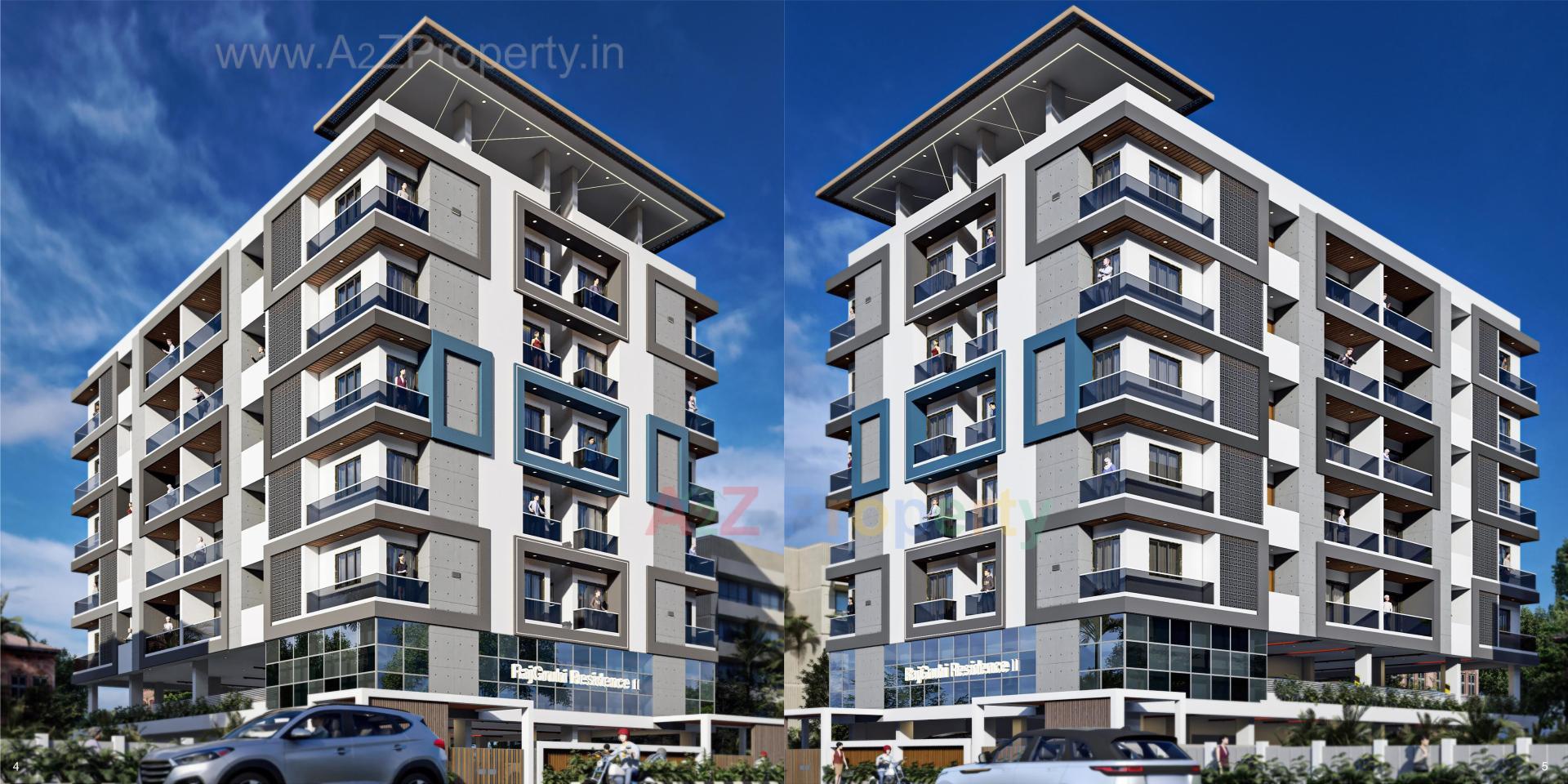 3D Elevation of real estate project Raj Gruhi Residence Ii located at Bhavnagar, Bhavnagar, Gujarat