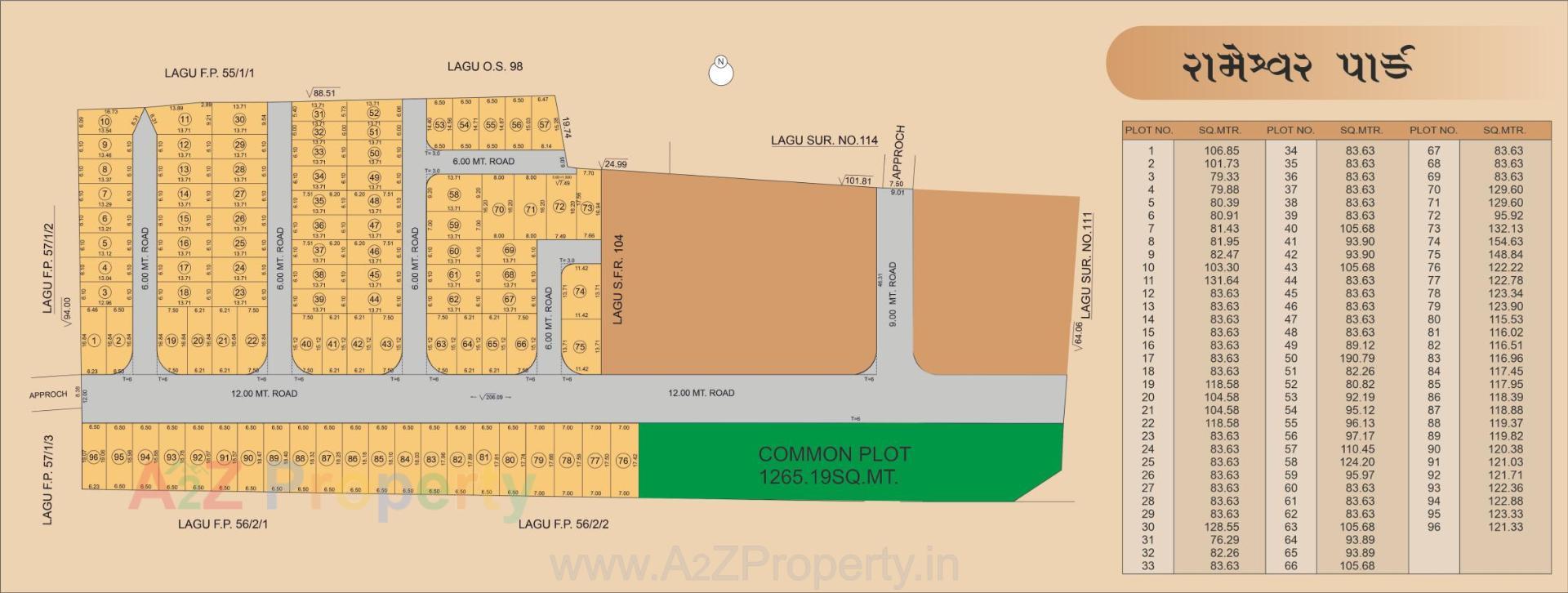Layout of real estate project Rameshwar Park located at Tarsamiya, Bhavnagar, Gujarat