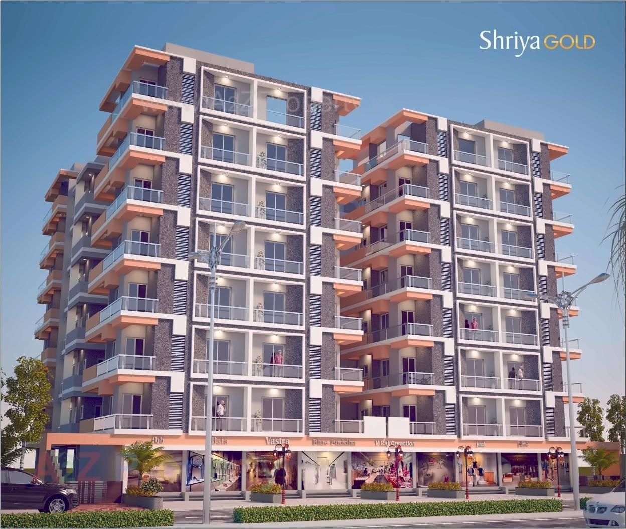 3D Elevation of real estate project Shreeya Gold located at Sidsar, Bhavnagar, Gujarat