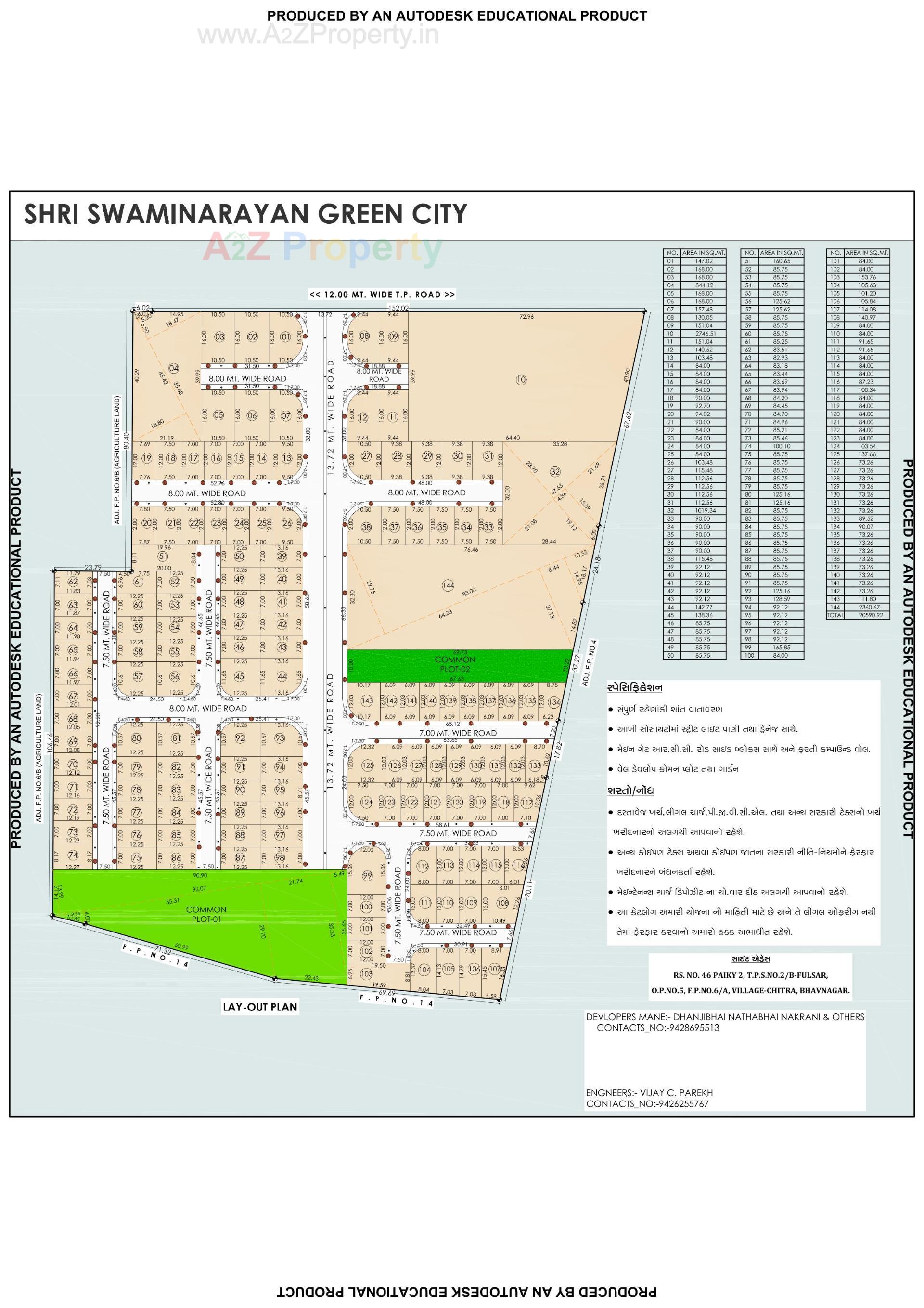 Layout of real estate project Swaminarayan Green City located at Chitra, Bhavnagar, Gujarat